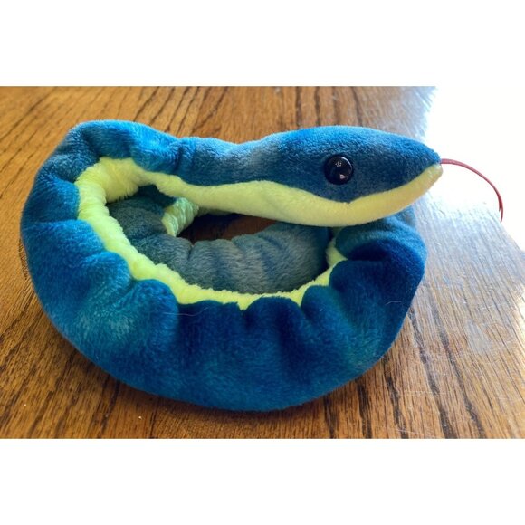 Ty Beanie Babies Hissy Plush Snake 1997 Blue & Green Polyester Fiber Collectible - Picture 4 of 8